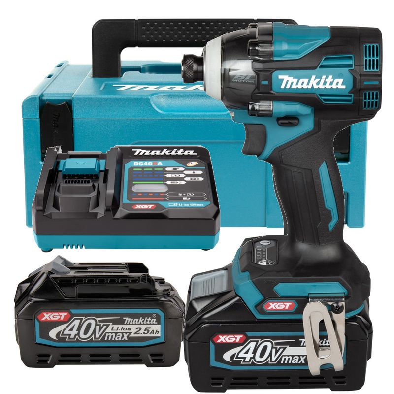 Makita TD004GD201 — аккумуляторный ударный шуруповёрт, 230 Н·м, с 2 АКБ 2,5 А·ч и ЗУ