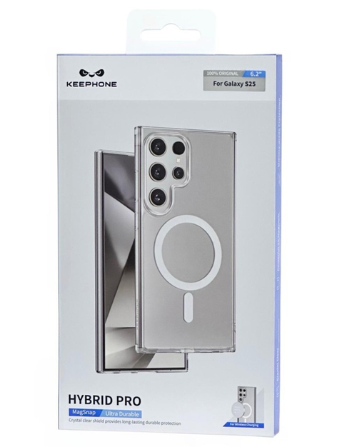 Накладка для Samsung Galaxy S25 Keephone Hybrid Pro MagSnap прозрачный