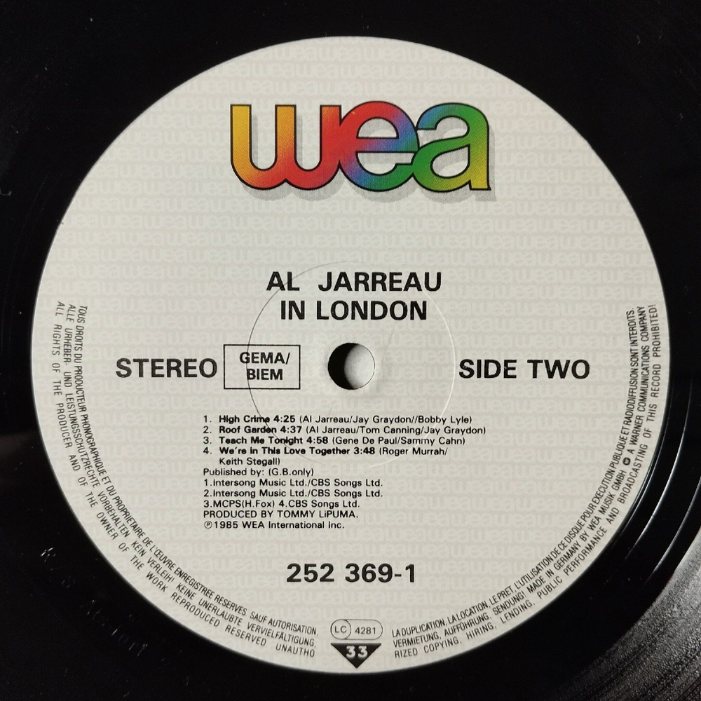 Винтажная виниловая пластинка LP Al Jarreau In London (Germany 1985)