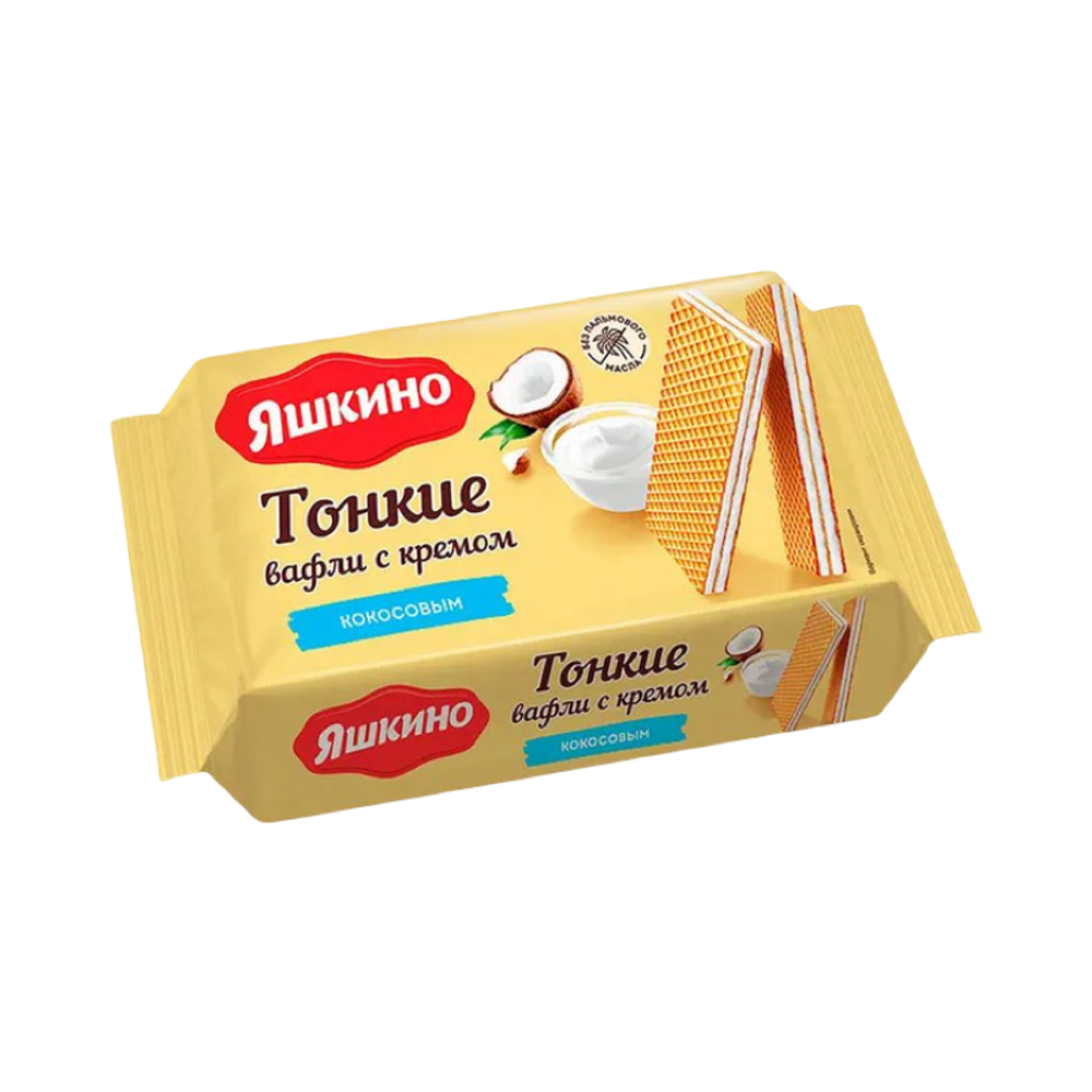 Вафли Яшкино тонкие кокосовый крем 144г