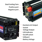 Инвертор 12V-220V 10000W черный  Lvyuan модиф.синусоида с пультом