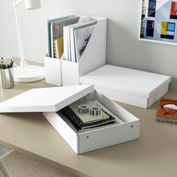 IKEA FJÄDERHARV  (ИКЕА ФЙЭДЕРХАРВ)  -  Коробка с крышкой - белый 25х35х8 см