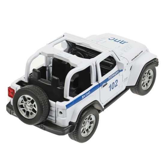Машина металл JEEP WRANGLER RUBICON ПОЛИЦИЯ 11 см, двери, багаж, инерц, кор. Технопарк