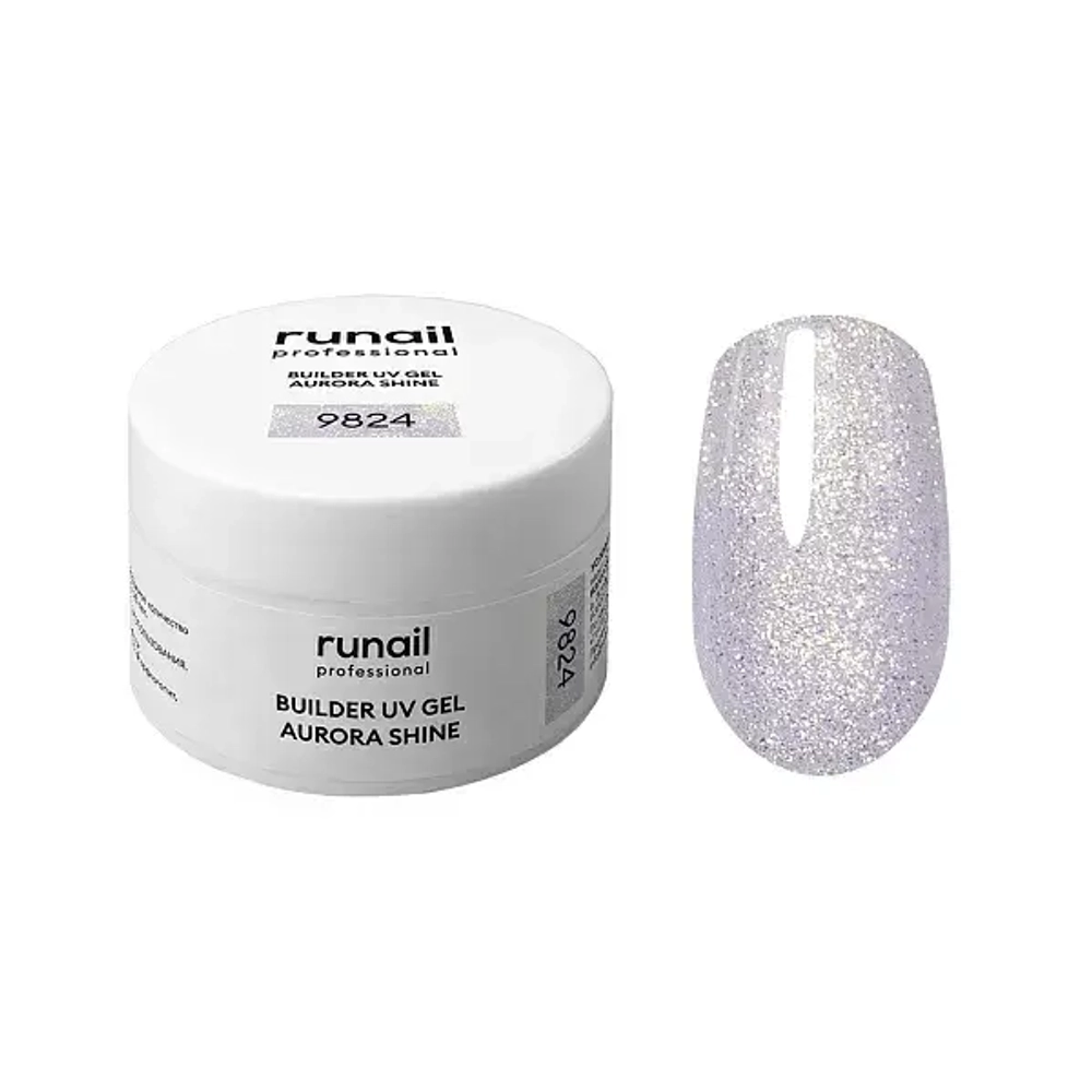 Гель c шиммером BUILDER UV GEL AURORA SHINE RuNail, 15г №9824