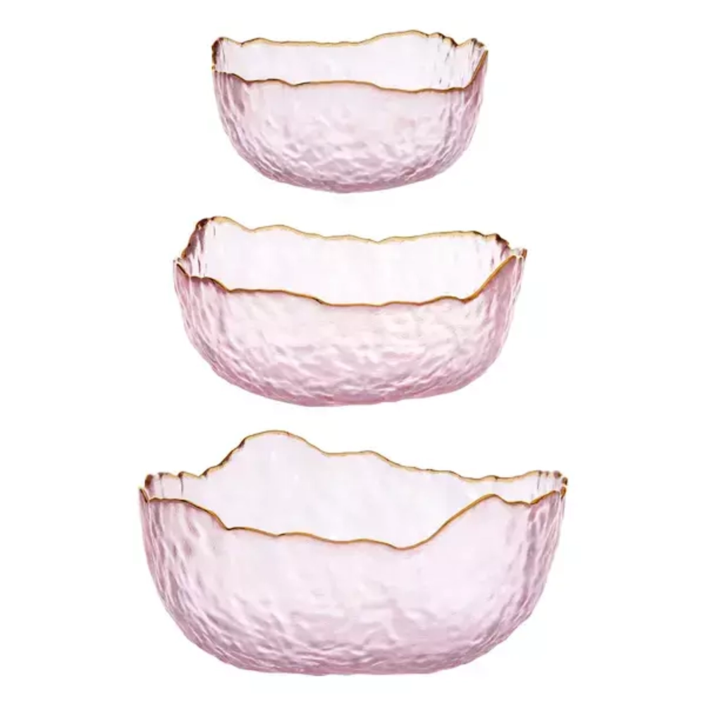 Салатник (маленький) LUCKY 13x6,5; 350мл, розовый с золотой каймой