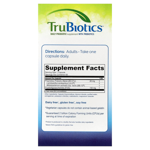 TruBiotics, Здоровье пищеварительной и иммунной систем, 60 вегетарианских капсул