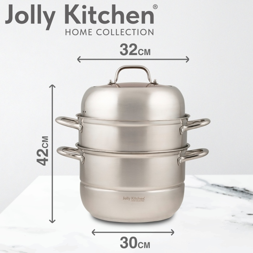 Мантоварка-пароварка Jolly Kitchen три яруса, диаметр 32 см, нержавеющая сталь