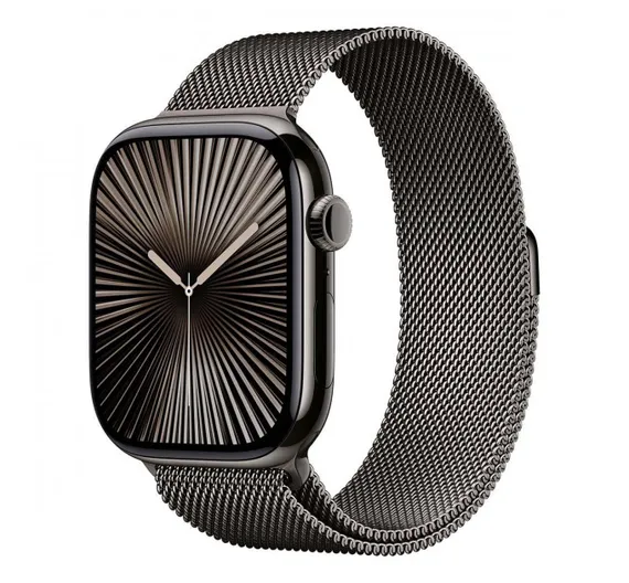 Часы Apple Watch Series 10, 42 мм, титан синевато-серого цвета, миланский сетчатый браслет