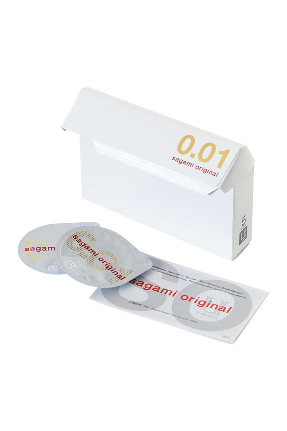 Супер тонкие презервативы Sagami Original 0.01 - 5 шт. (Цвет: прозрачный)