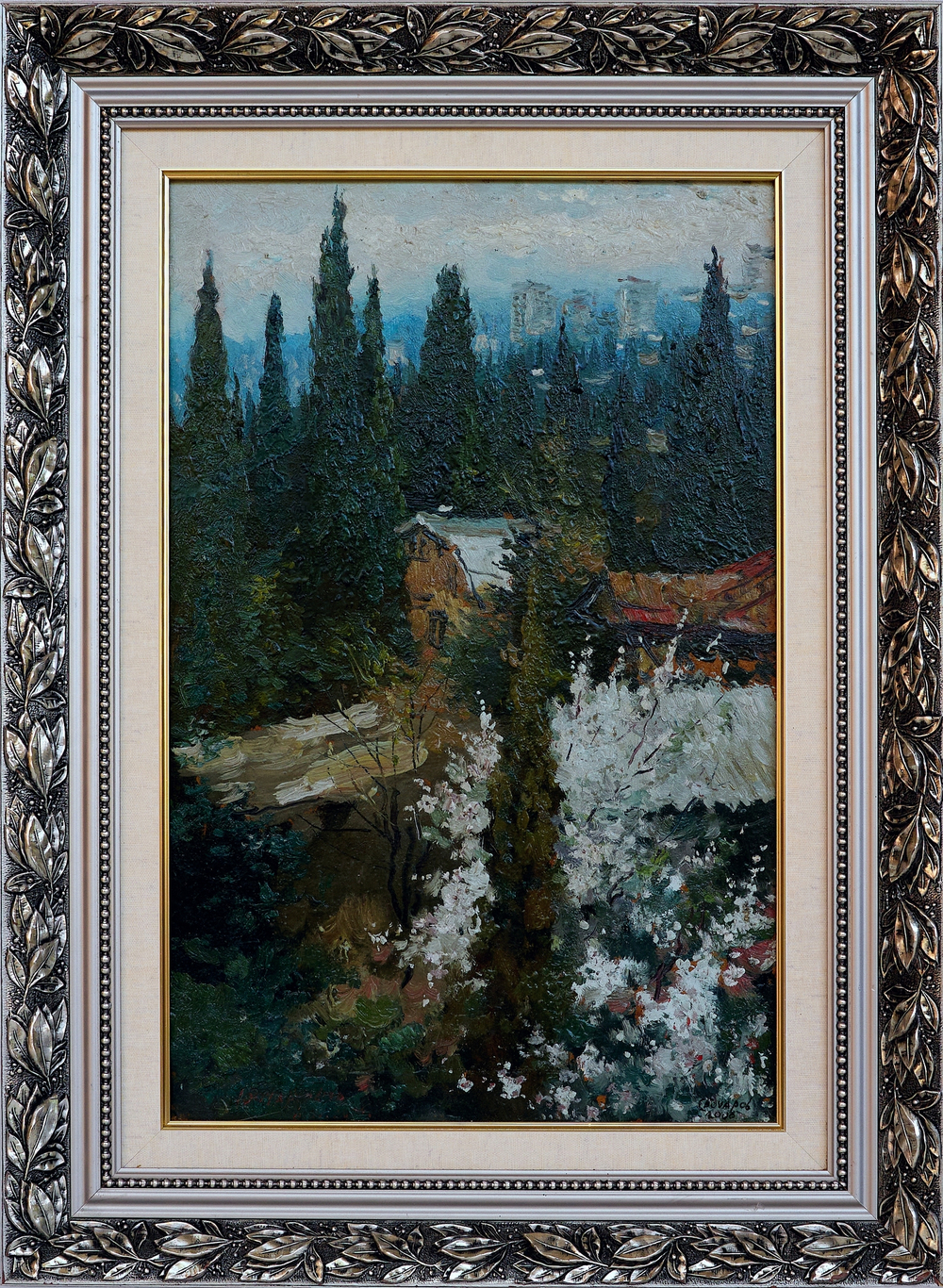 Картина Бочарова С.П. "Весна на улице" картон/масло 50х32