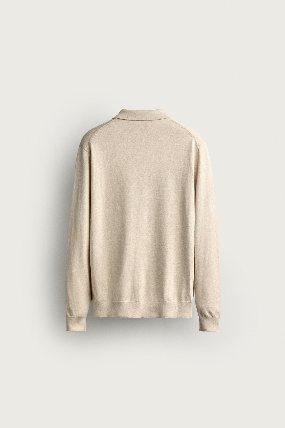 ZARA ПОЛО ИЗ СМЕСОВОГО ХЛОПКА ПРЯМОГО КРОЯ, ЭКРЮ