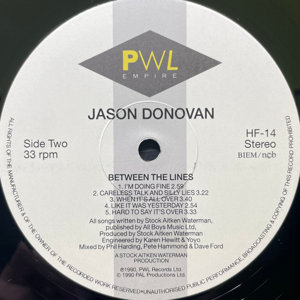 Jason Donovan ‎– Between The Lines (Скандинавия 1990г.)