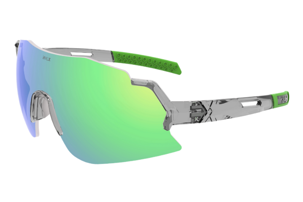 Спортивные очки HILX Savage 2.0 Shiny Crystal Grey Green / Green Mirror Lens