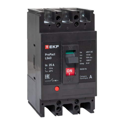Автоматический выключатель LS63 15кА 3P 25А ProPact EKF mccb-63-15-3-25-ls
