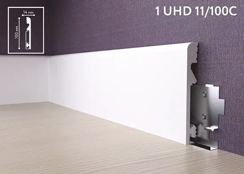 Плинтус дюрополимерный под покраску Solid 1 UHD11/100С Белый 100х14х2400 мм
