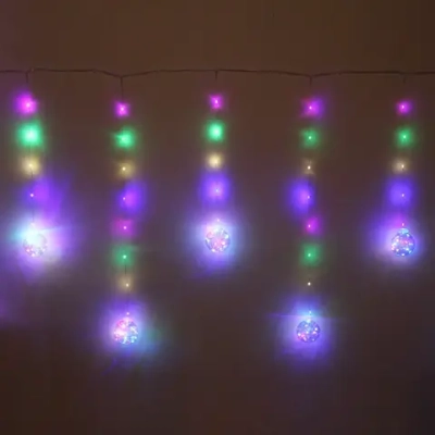 Гирлянда для дома БАХРОМА «Шар» ш2,5 м* в0,5/0,8м 200 ламп LED, d-8 см, 1 реж, IP-20, Мультицвет