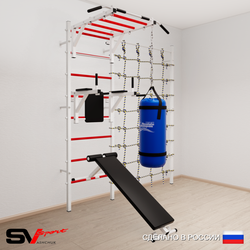 Шведская стенка Sv Sport 52420 (Турник рукоход/Брусья/Скамья/Цепь/Мешок 22кг/Канатный лаз)
