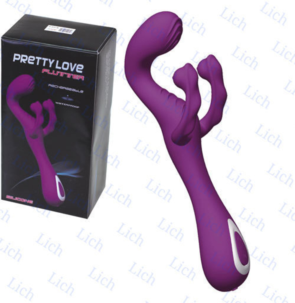 Сиреневый многофункциональный вибромассажер Pretty Love Flutter, 8 см