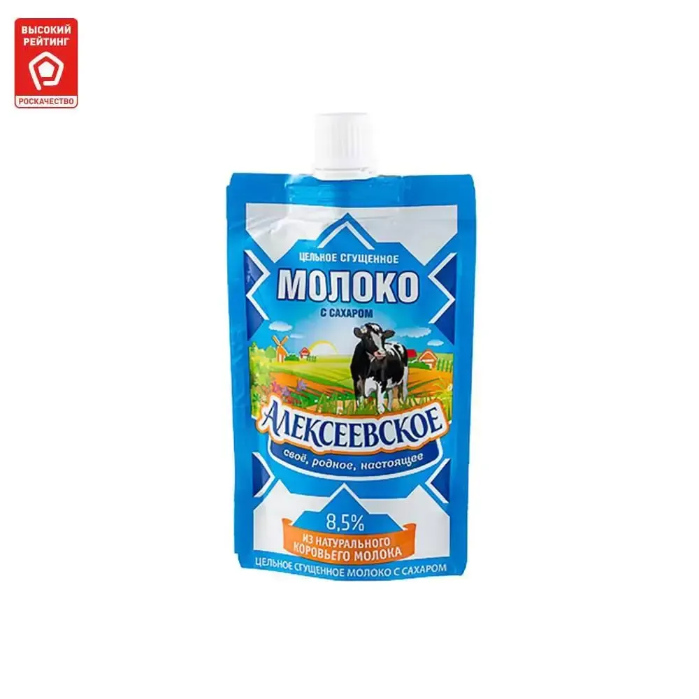 Молоко цельное сг. с сахаром Алексеевское  8,5% 270гр