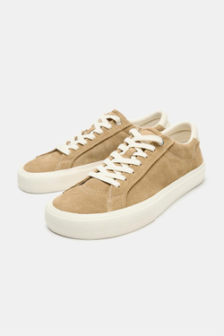 ZARA КРОССОВКИ ИЗ КОЖИ BAREFOOT, КОРИЧНЕВЫЙ