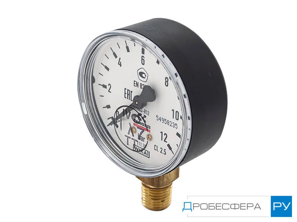 Манометр для компрессора 25 бар (2,5 МПа) радиальный R 1/4" диаметр 62 мм арт. M063-R25