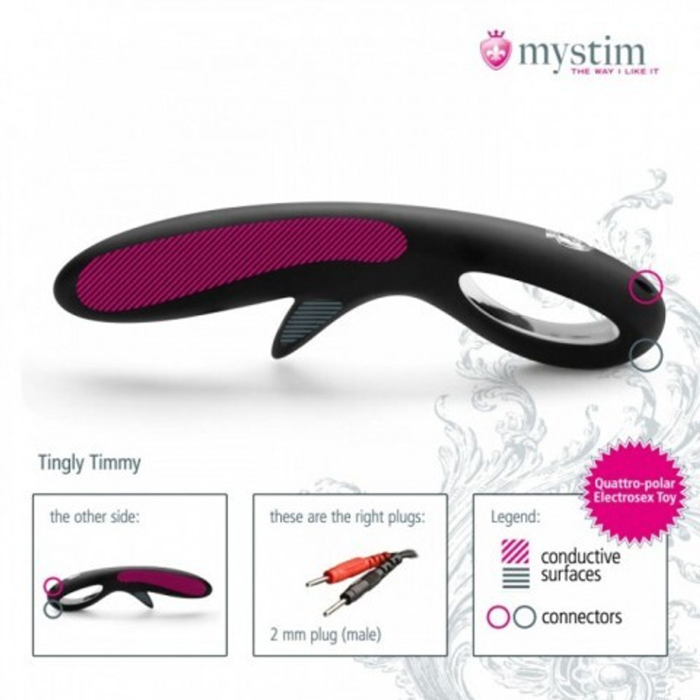 Стимулятор Mystim Tingly Timmy E-Stim серебряный (электростимуляция)