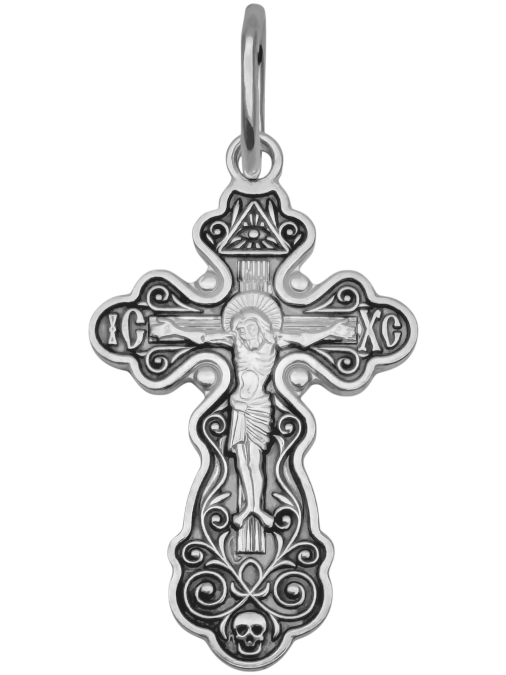 Крест из серебра/Чернение/С подвижным ухом