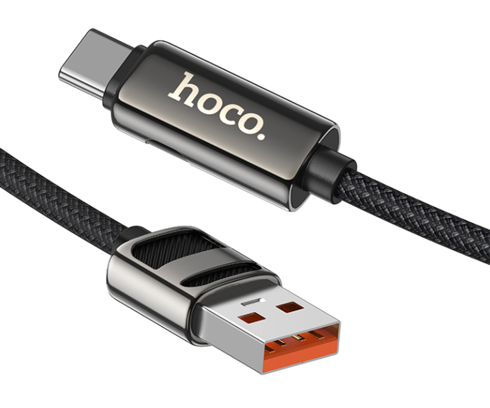Usb Кабель-зарядка Type-C Hoco U137 5A 66W 1.2м в тканевой оплетке черный