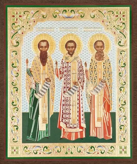 Икона "Собор трёх святителей " 10х12 на МДФ-6 (1012-1506Б)