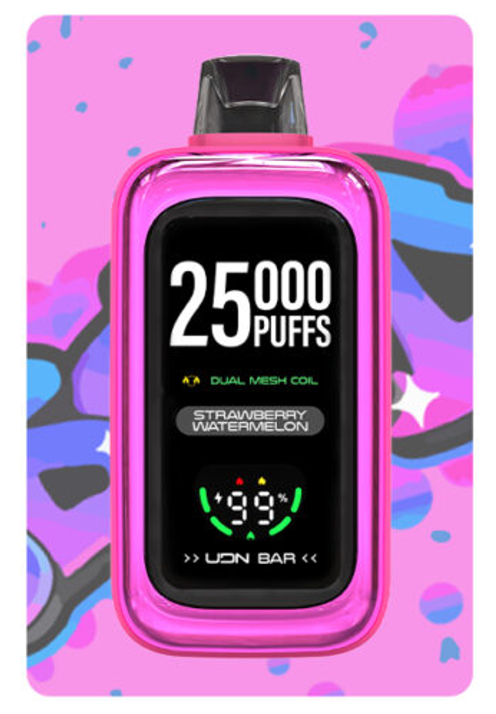 UDN BAR 25000 Strawberry watermelon - клубника-арбуз 25000 затяжек 20мг (2%)