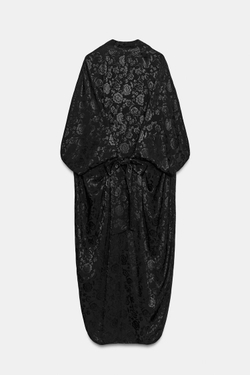 ZARA ДЛИННОЕ ПЛАТЬЕ С ЦВЕТОЧНЫМ ЖАККАРДОВЫМ УЗОРОМ, ЧЕРНЫЙ