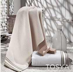 Элитное полотенце вафельное Tosya кремовое с коричневым от Hamam Турция