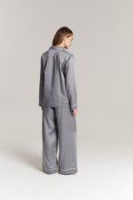 Пижама из тенселя с кантом, размеры: S,M,L,XL, стальной