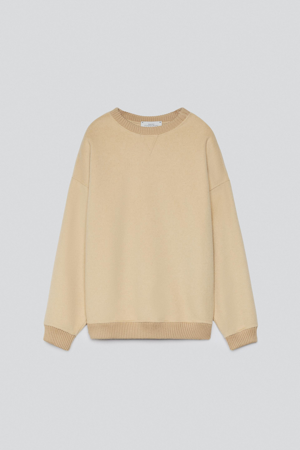 ZARA X BAISI GUADAGNINO СВИТЕР С КРУГЛЫМ ВЫРЕЗОМ, БЕЖЕВЫЙ
