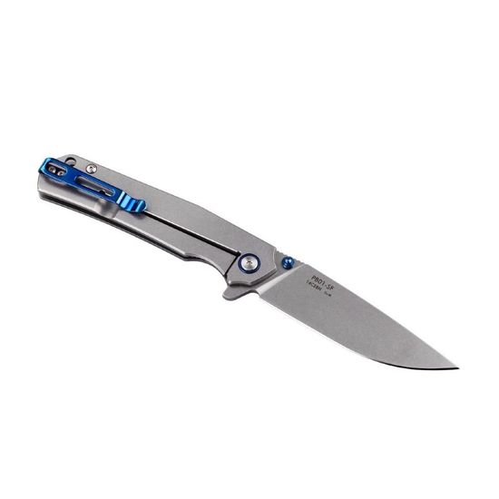 Складной нож Ruike P801 серебряно-синий c клинком из стали Sandvik™ 14C28N, рукоять Stainless Steel