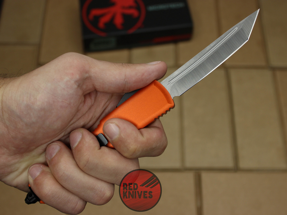 Нож Microtech Ultratech T/E - оранжевая рукоять, танто клинок сатин RK-368