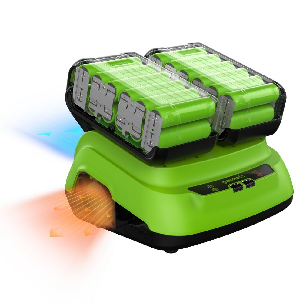 Ультрабыстрое двойное зарядное устройство Greenworks G24X2C8, 24V, 8A (2958807)