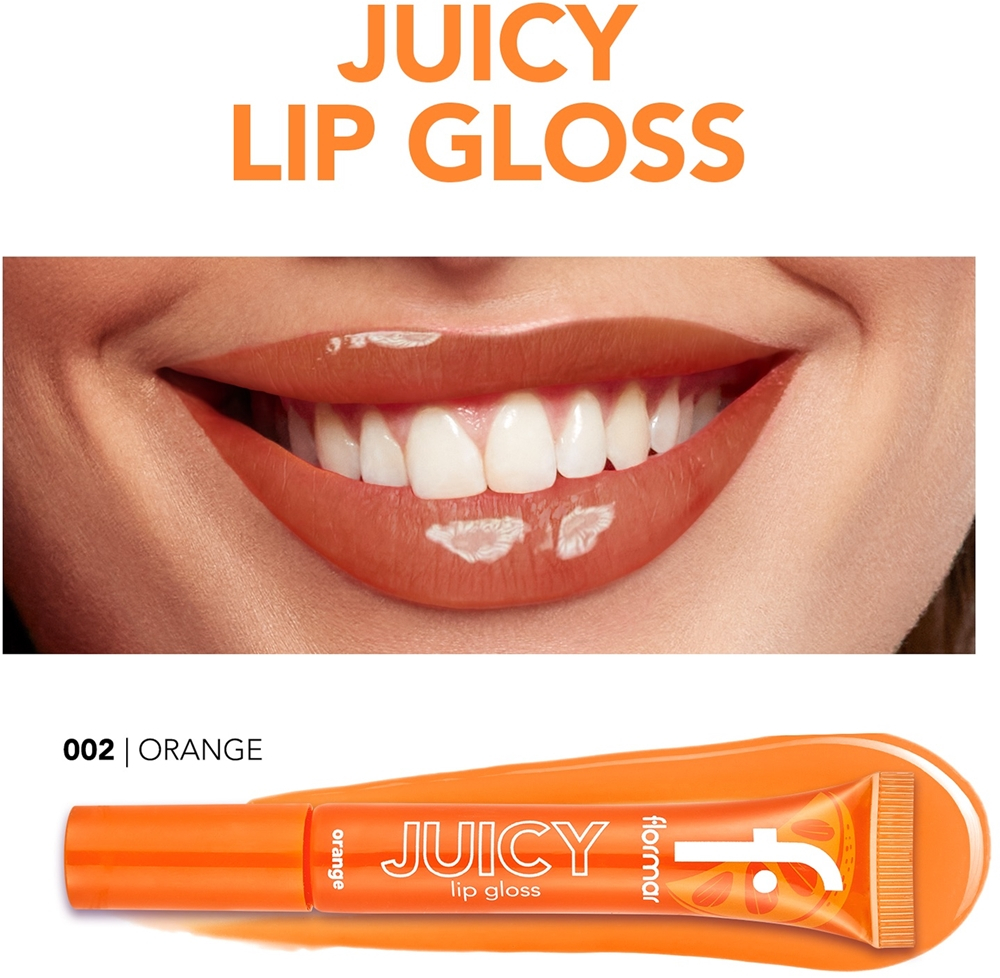 flormar Juicy Lip Gloss - Увлажняющий блеск для губ оттенок 002 Orange, 10 ml