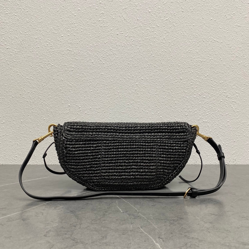 Сумка Celine Halfmoon из рафии, чёрная — фото 4