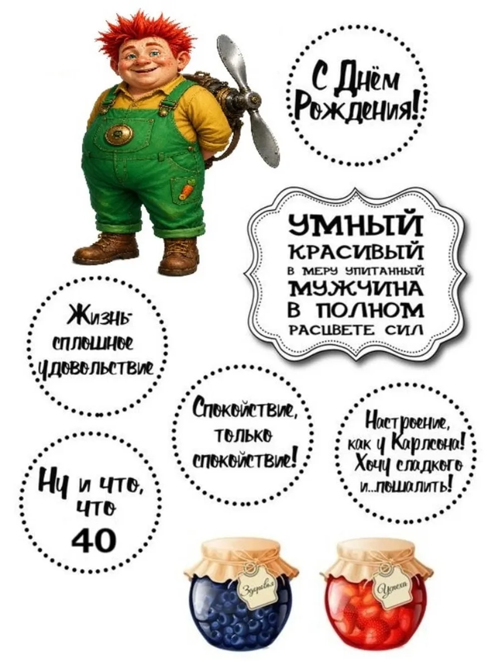 Формат А4 Вафельная картинка Юбилей мужчине 40