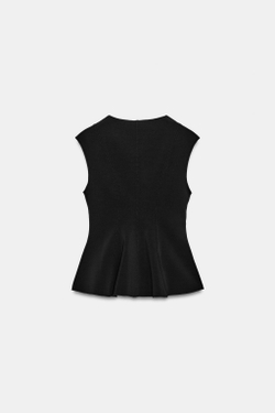 ZARA ЖИЛЕТ С КОНТРАСТНОЙ СТРОЧКОЙ, ЧЕРНЫЙ