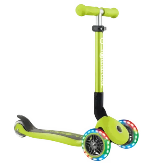 Skuter Globber Junior (Qatlanan, işıqlı, yaşıl)