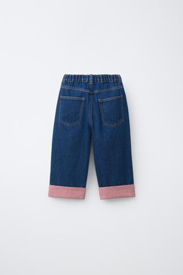 ZARA ДЖИНСЫ-КЮЛОТЫ С ОТВОРОТАМИ, ИНДИГО