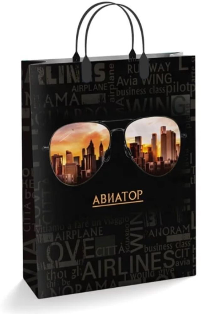 Подарочные пакеты "Авиатор" 30x40+10см 150мкм (10/50шт)