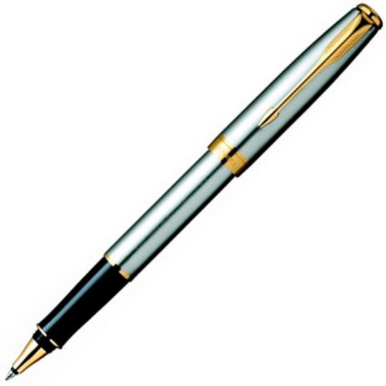 Ручка-роллер Parker Sonnet T527, цвет: St. Steel GT, стержень: Fblack, S0809130