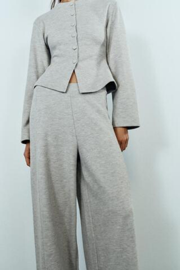 ZARA ОБЪЕМНЫЕ БРЮКИ ИЗ МЯГКОЙ ТКАНИ, БЕЖЕВЫЙ МЕЛАНЖ