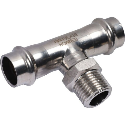ROMMER Тройник с НР 18x1/2" из нержавеющей стали прессовой