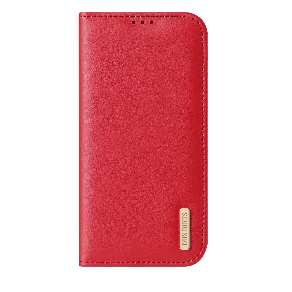 Чехол книжка из натуральной кожи красного цвета для iPhone 17 Pro Max, серия Hivo Series Case (защита RFID) от Dux Ducis