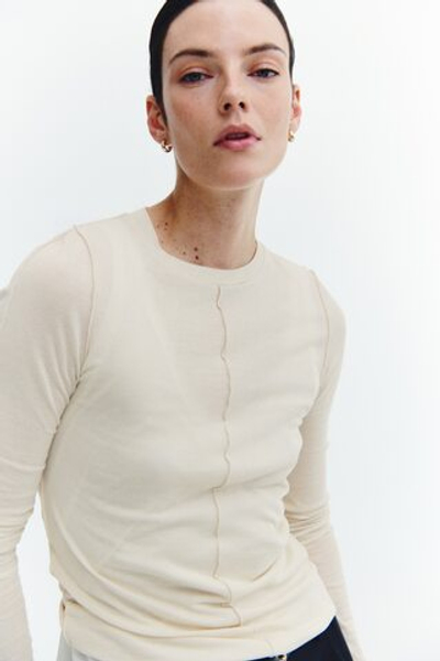 Топ с длинными рукавами из хлопка пима - H&M