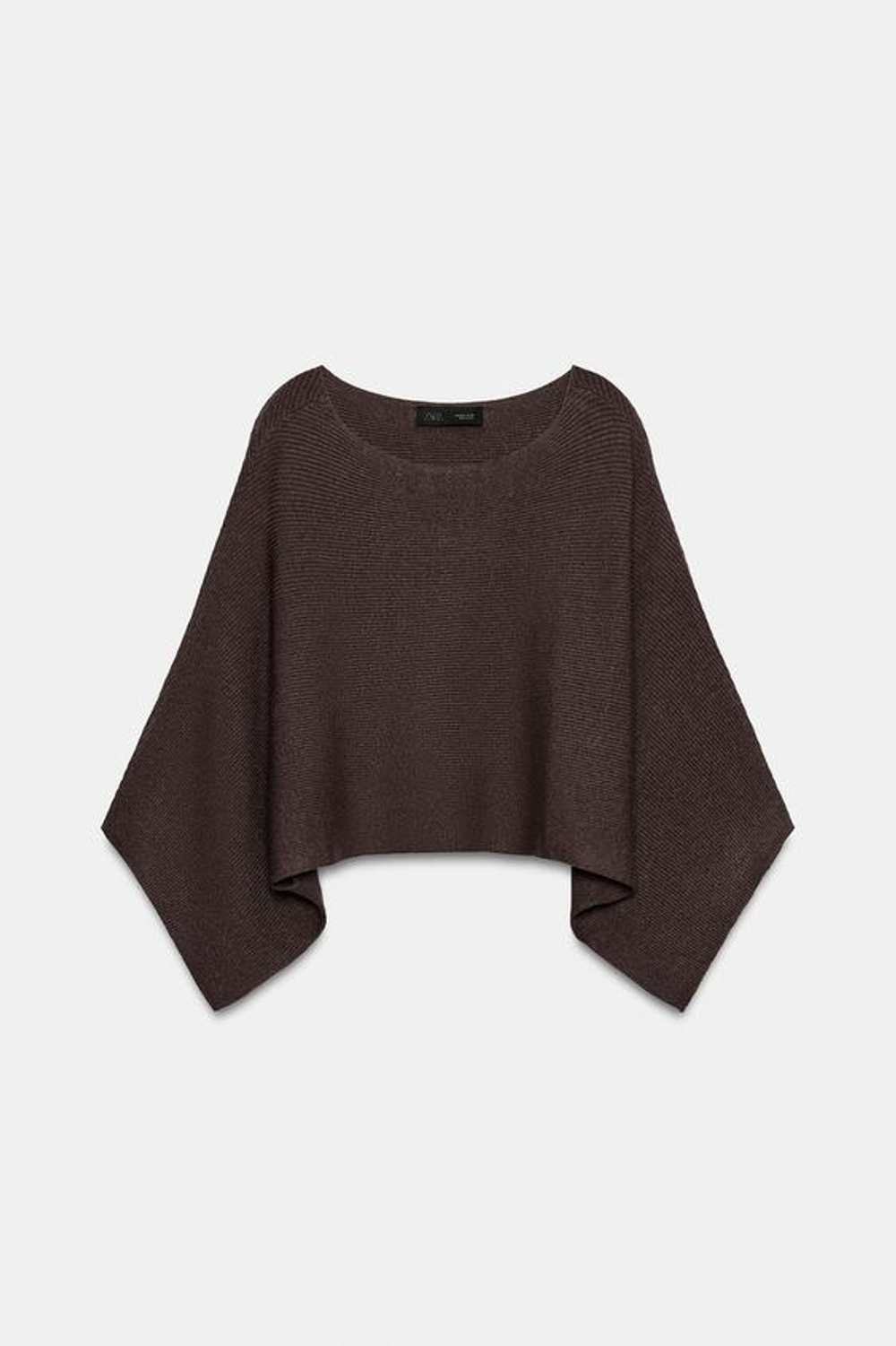 ZARA УКОРОЧЕННЫЙ СВИТЕР-НАКИДКА, КОРИЧНЕВЫЙ